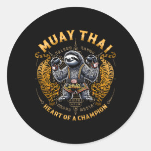 Sticker Rond Cœur de champion - Kickboxing et Muay Thai Slo