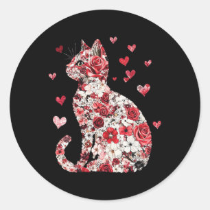 Sticker Rond Cœur de chat de la Saint-Valentin - Joyeuse Meowen