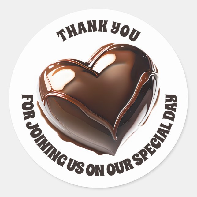 Sticker Rond Cœur de chocolat bonbon faveur merci amour doux (Devant)
