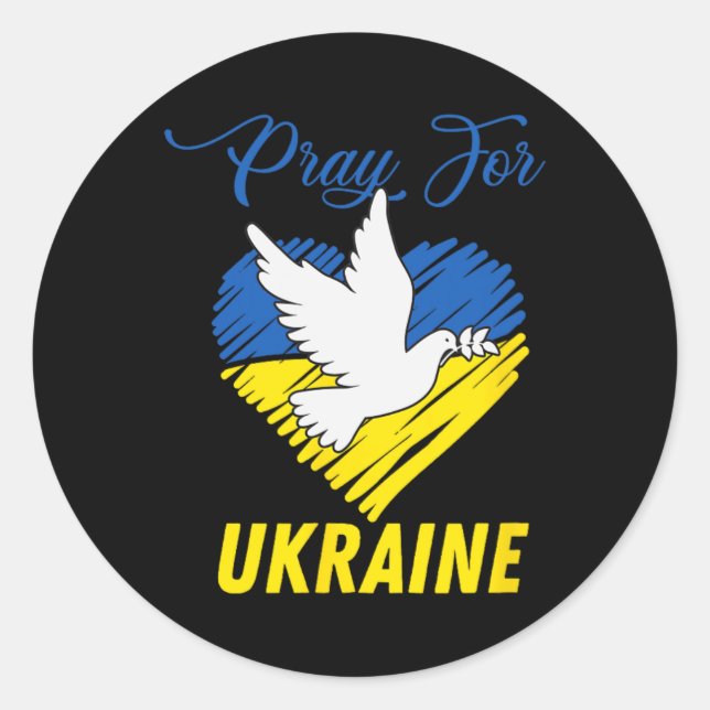 Sticker Rond Cœur de colombe d'Ukraine  (Devant)