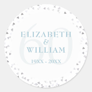Sticker Rond Cœur de confettis pour le 60e anniversaire de mari