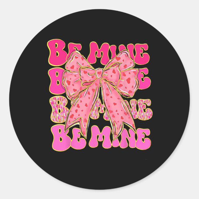 Sticker Rond Cœur de Coquette Saint-Valentin Rose  (Devant)