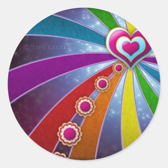 Sticker Rond Coeur de couleurs (Devant)