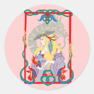Sticker Rond Coeur de dragon