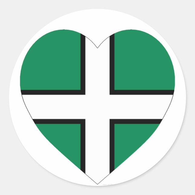 Sticker Rond Coeur de drapeau de Devon (Devant)