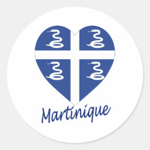 Sticker Rond Coeur de drapeau de la Martinique