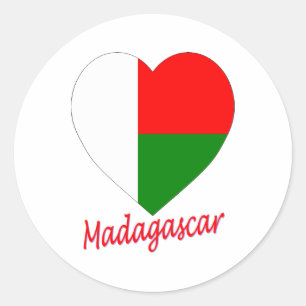 Sticker Rond Coeur de drapeau du Madagascar