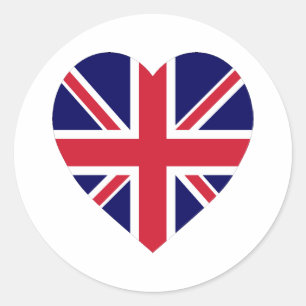 Sticker Rond Coeur de drapeau du Royaume-Uni
