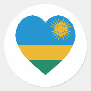 Sticker Rond Coeur de drapeau du Rwanda