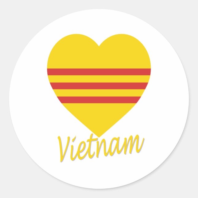 Sticker Rond Coeur de drapeau du Vietnam (sud) (Devant)