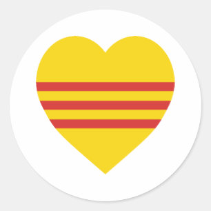 Sticker Rond Coeur de drapeau du Vietnam (sud)