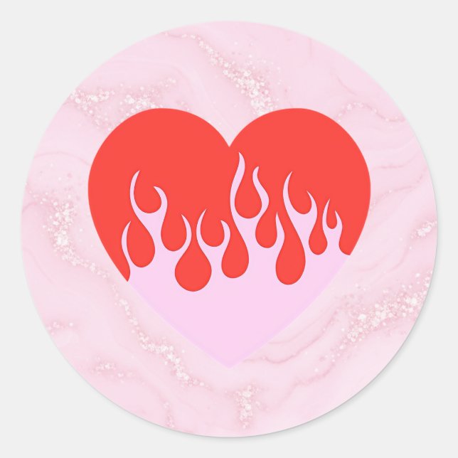 Sticker Rond Cœur de feu (Devant)