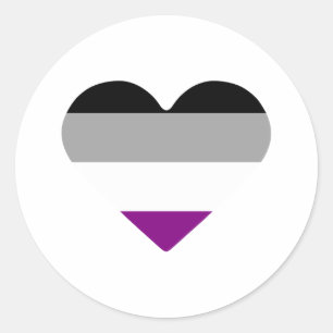 Sticker Rond Cœur de fierté asexuelle