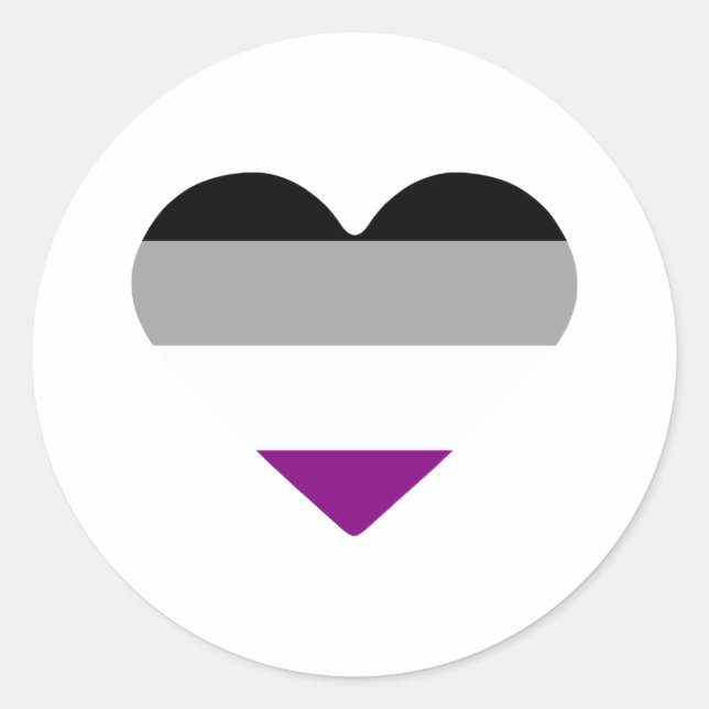 Sticker Rond Cœur de fierté asexuelle (Devant)