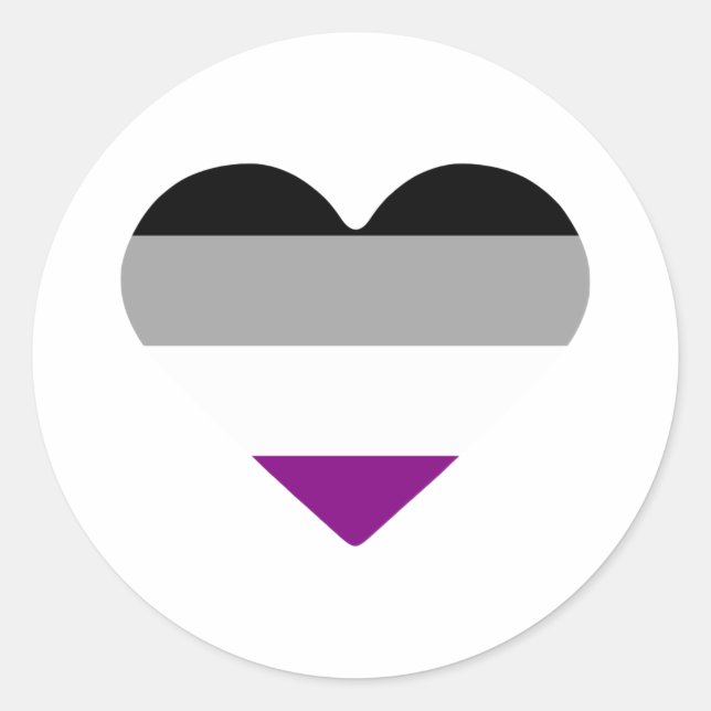 Sticker Rond Cœur de fierté asexuelle (Devant)
