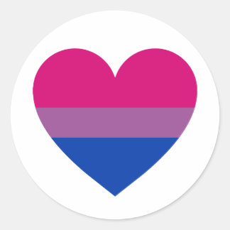 Sticker Rond Coeur de fierté bisexuel