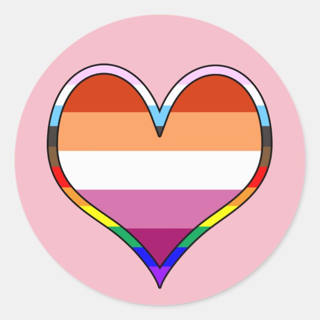 Sticker Rond Coeur de fierté lesbienne (Devant)