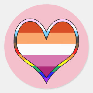 Sticker Rond Coeur de fierté lesbienne