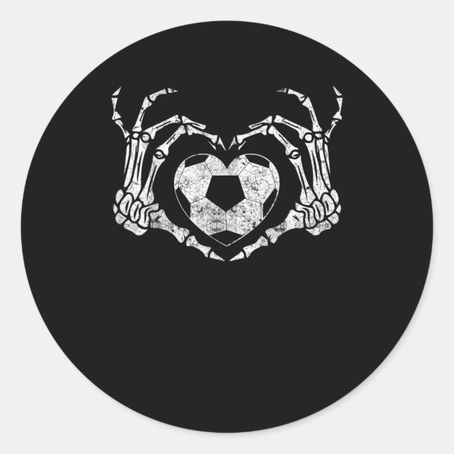 Sticker Rond Coeur de football Squelette main Halloween Costume (Devant)