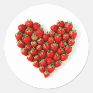 Sticker Rond Cœur de Fraise