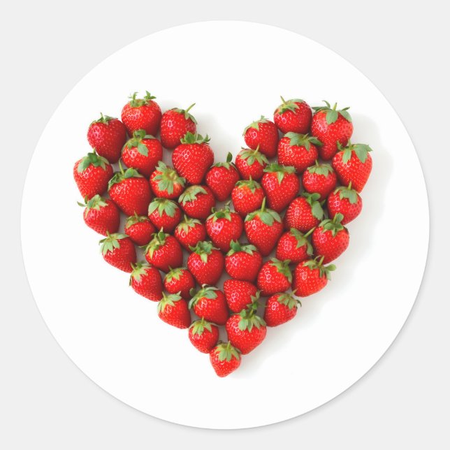 Sticker Rond Cœur de Fraise (Devant)