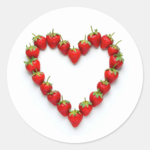 Sticker Rond Cœur de fraise