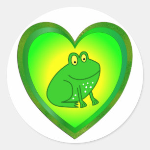 Sticker Rond Coeur de grenouille