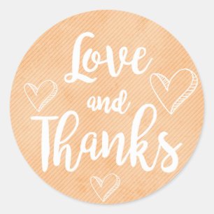 Sticker Rond Cœur de grunge Merci Peach & White rayure