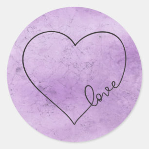 Sticker Rond Cœur de grunge vintage aquarelle violet Mariage