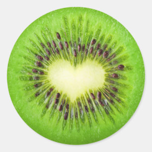 Sticker Rond Coeur de Kiwi
