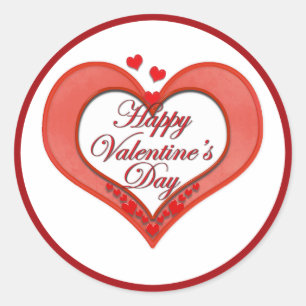 Sticker Rond Cœur de la Saint-Valentin rouge perlé