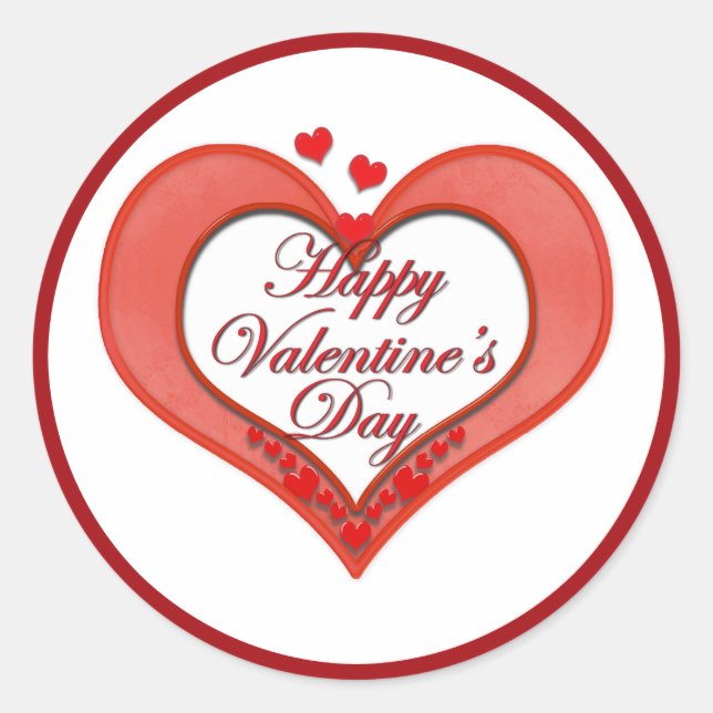 Sticker Rond Cœur de la Saint-Valentin rouge perlé (Devant)