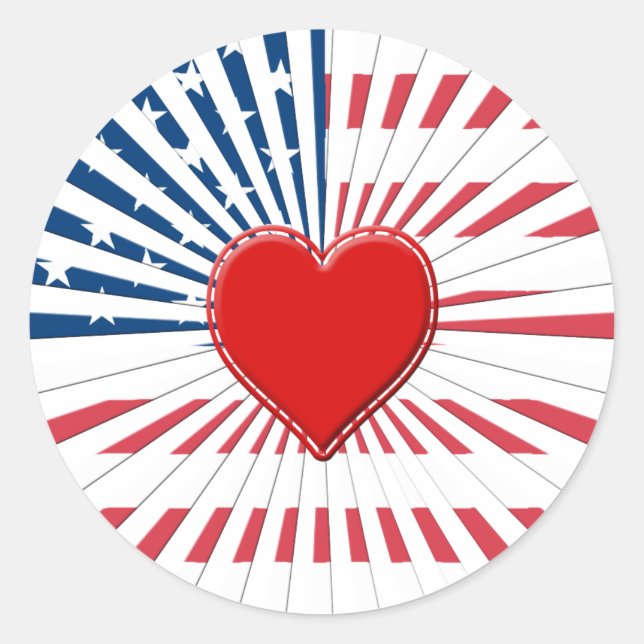 Sticker Rond Coeur de l'Amérique (Devant)