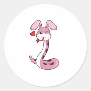 Sticker Rond Coeur de lapin serpent