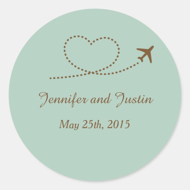 Sticker Rond Coeur de l'avion bleu de 20 à 1,5 pouces d'envelop (Devant)