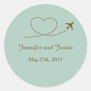 Sticker Rond Coeur de l'avion bleu de 20 à 1,5 pouces d'envelop