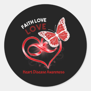 Sticker Rond Cœur de papillon Foi Espoir Amour Maladie cardiaqu