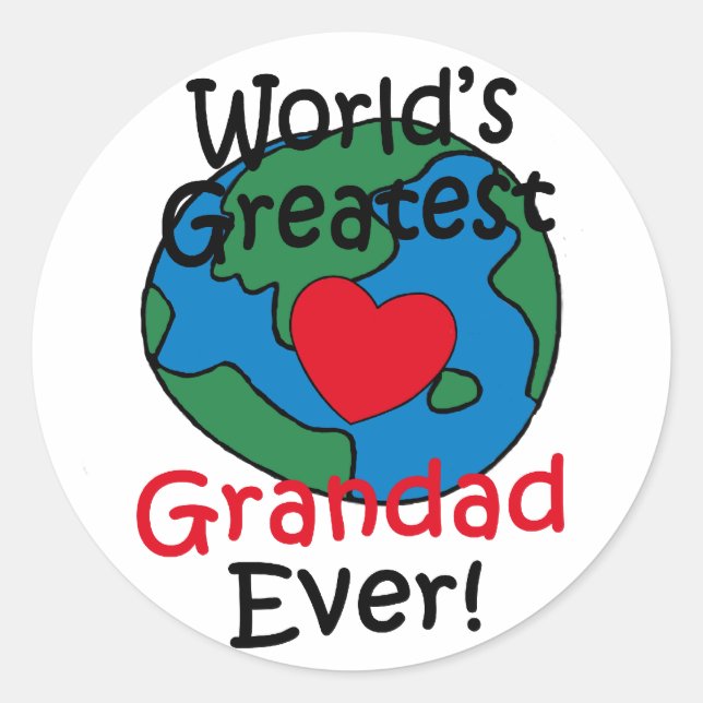 Sticker Rond Cœur de Papy le Meilleur du Monde (Devant)