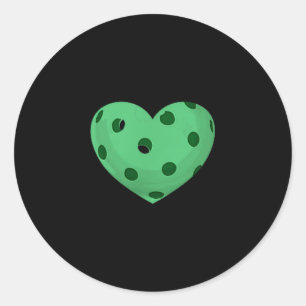 Sticker Rond Cœur de pickleball - fan de balle de pickle amusan