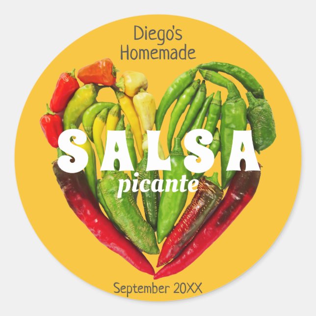 Sticker Rond Coeur de piment rouge vert rouge épicé (Devant)