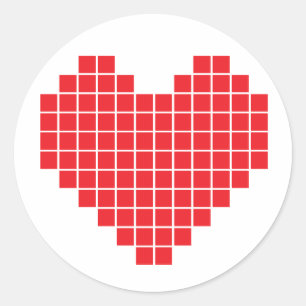 Sticker Rond Coeur de pixel