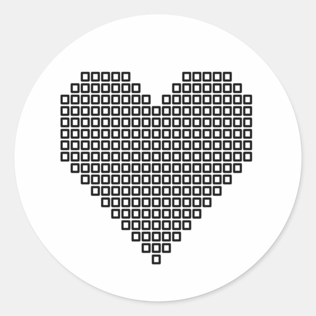 Sticker Rond Coeur de pixel noir (Devant)