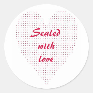 Sticker Rond Coeur de Pointillisme Rouge, scellé avec des autoc