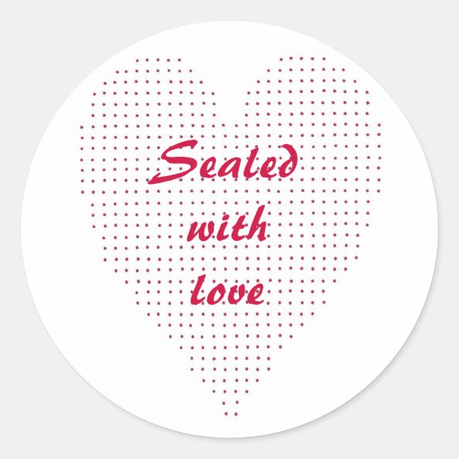 Sticker Rond Coeur de Pointillisme Rouge, scellé avec des autoc (Devant)