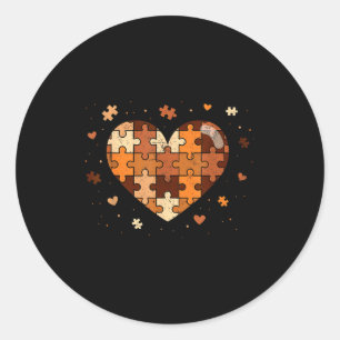 Sticker Rond Cœur de puzzle de mélanine Histoire noire