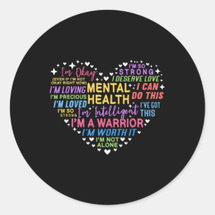 Sticker Rond Coeur de sensibilisation à la santé mentale