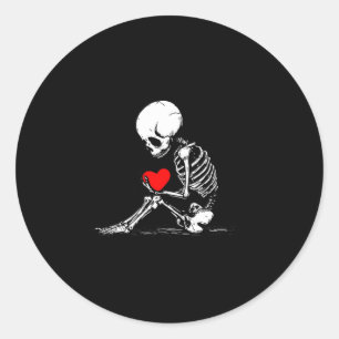 Sticker Rond Cœur de squelette Saint-Valentin Emo Gothique Mini