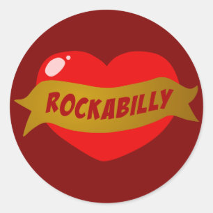 Sticker Rond Coeur de tatouage de rockabilly