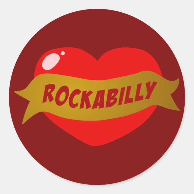 Sticker Rond Coeur de tatouage Rockabilly (Devant)