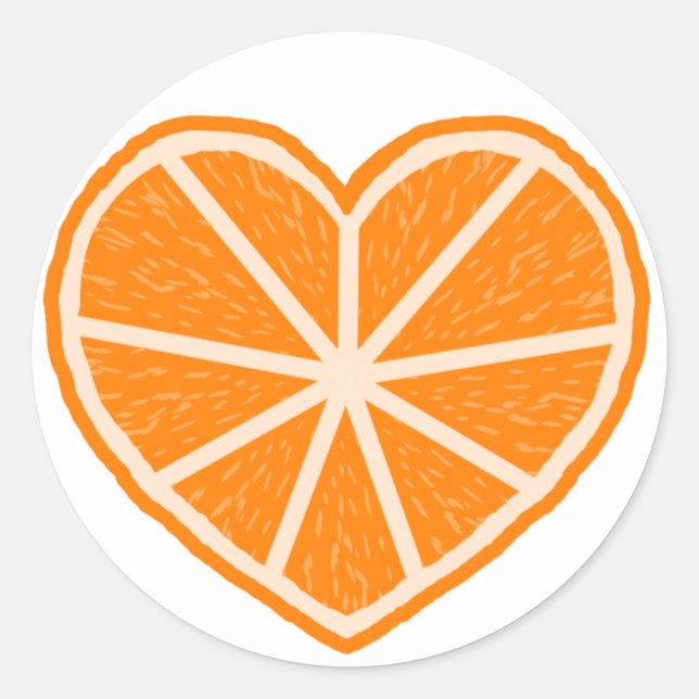 Sticker Rond Coeur de tranche orange (Devant)
